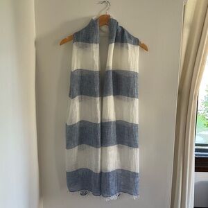 GAP Blue & White Striped Linen Scarf